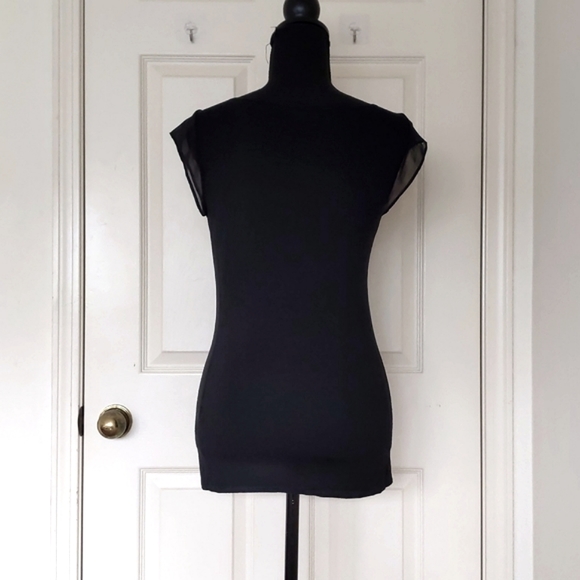 The Limited Rayon Spandex Sleeveless Blouse w/sheer sleeve, front and gold decor - Picture 2 of 4